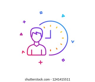 Business project deadline line icon. Working hours or Time management sign. Gradient line button. Working hours icon design. Colorful geometric shapes. Vector