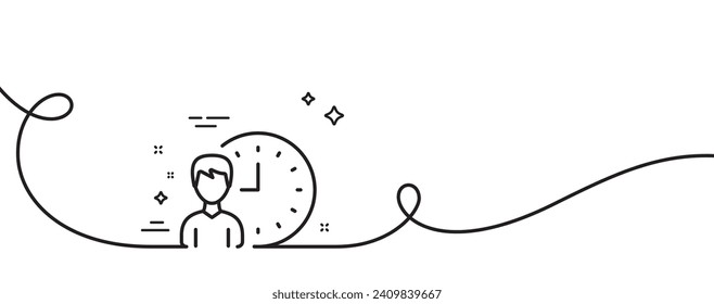 Business project deadline line icon. Continuous one line with curl. Working hours or Time management sign. Working hours single outline ribbon. Loop curve pattern. Vector
