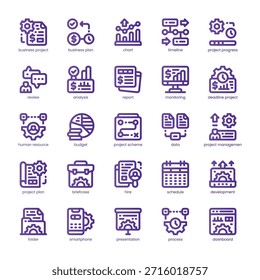 Paquete de iconos de proyecto empresarial para su Sitio web, móvil, presentación y diseño de logotipo. Diseño de color básico de la línea Business Project Icon. Ilustración gráfica de Vector y trazo editable.