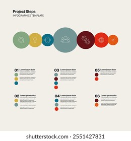 Geschäftsprojekt Infografik Vektorvorlage. Zeitplandiagramm für Strategiepräsentation, minimales Design eps10-Illustration