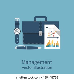 Business project management, concept.  Flat design style vector illustration. Web banner.