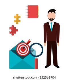 Business project management plan graphic design, vector illustration
