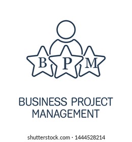 Business project management. Vector linear icon, white background.