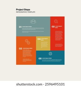 Business project overview infographics vector template. Presentation and report layout. Colorful banner.
