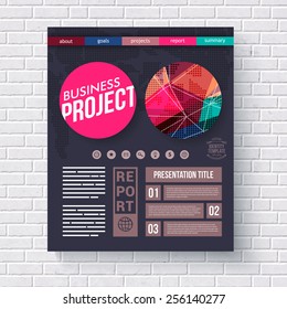 Business Project presentation infographic template design with editable text space below circular motifs with a textured geometric pattern, vector illustration