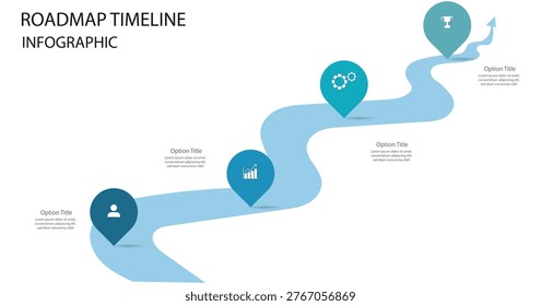 Business project roadmap timeline diagram Infographic roadmap template for business with 4 steps. Can be used for process diagram, presentations slide.