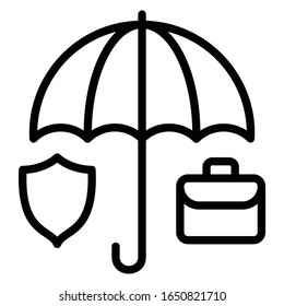 Business Project and Security Concept, Insurance Policy and businessman Bag Vector Icon Design, Risk Covereage on White background