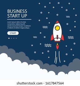 Business project startup. Rocket launch