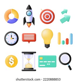 Business project startup vector 3d icon design