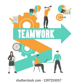 Business project and teamwork concept. Isolated vector illustration. Trendy flat design.