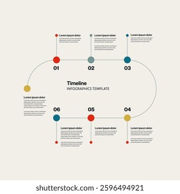 Business project timeline infographics vector template. Presentation and planning layout. Strategy and steps visualization.