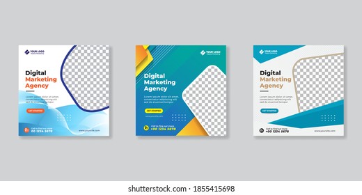 Business promotion and corporate social media banner template or square flyer