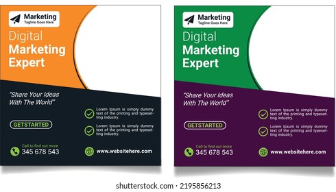 Business promotion and corporate social media banner template or square flyer