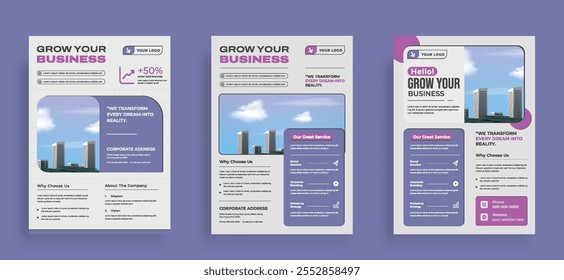 Business promotion flyer template. Corporate business, digital marketing agency flyer Brochure design. Minimalist layout banner