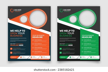 Business promotional dark corporate flyer template design with two color variation