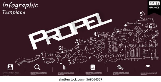 Business Propel text modern Idea and Concept Vector illustration Infographic template with icon.