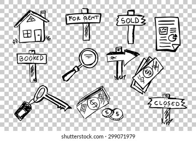 Business property symbols at transparent effect background