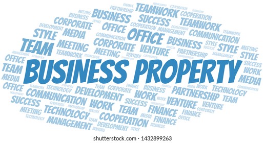 Business Property word cloud. Collage made with text only.
