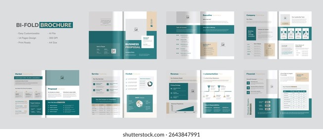 Modelo de Projeto de Folheto Bifold de Proposta Comercial