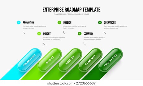 Business Proposal Five Step Infographic Frame Template. Modern Planning 5 Option Diagram Presentation Layout. Enterprise Plan Slide Design Vector Illustration.