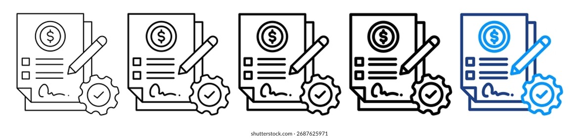 Conjunto de Colección de contorno de estilo diferente de icono de propuesta de negocio Ilustración vectorial