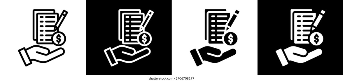 Conjunto de iconos de propuesta de negocio en Colección de estilo relleno en blanco y negro