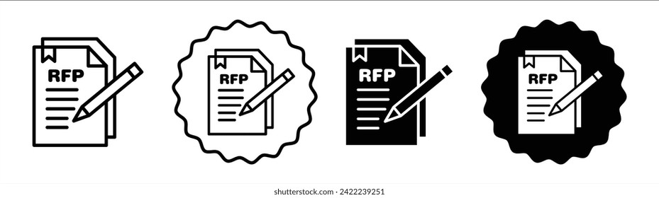 Business proposal set in black and white color. Business proposal simple flat icon vector
