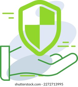 Business protection business management icon with green outline style. business, protection, symbol, shield, security, sign, safety. Vector Illustration