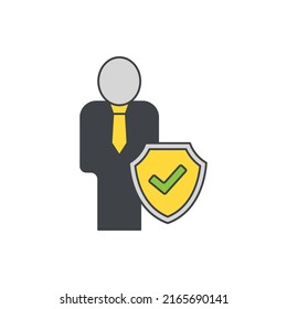 Business protection security icon in color icon, isolated on white background 