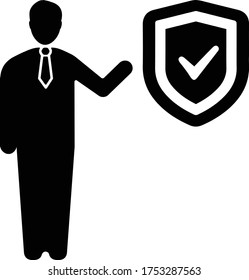 Business protection shield black icon,  security