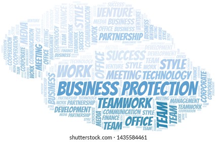 Business Protection word cloud. Collage made with text only.