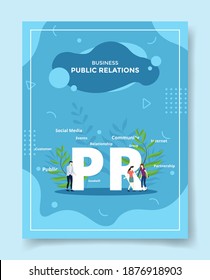 business public relation pr people around word PR for template of banners, flyer, books cover, magazines with liquid shape style