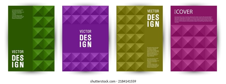 Diseño geométrico del conjunto de plantillas de portada de publicación comercial. Vector de paquete de plantillas de página principal digital de estilo suizo. Diseño de la tarjeta A4 de fondo de formas geométricas mosaicas