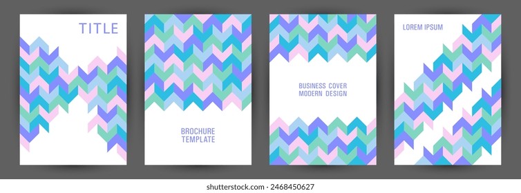 Business publication front page layout set A4 design. Suprematism style premium album layout set Eps10. Mosaic geometric elements background vertical cover design