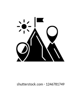Business purpose black icon, vector sign on isolated background. Business purpose concept symbol, illustration 