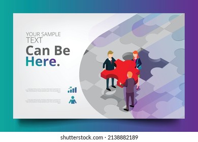 business puzzle info graphic success for isometric concept
