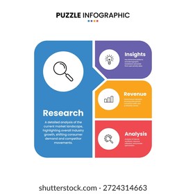 Elemento cuadrado de la infografía del rompecabezas del negocio con 4 parte, opción, punto, diagrama, gráfico