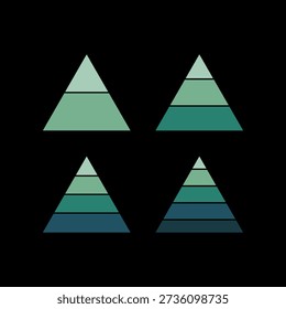 Business pyramid chart icon isolated on black  background
