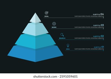 Business pyramid diagram infographic design 4 steps