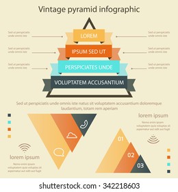 Business pyramid infographic template design vintage colors background vector