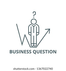 Business question, businessman growth line line icon, vector. Business question, businessman growth line outline sign, concept symbol, flat illustration