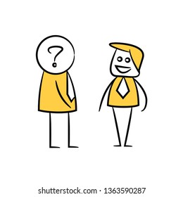 business question mark head, doodle character design