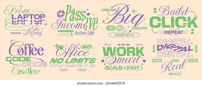 Business cotações conjunto de design cartaz, Trabalhando coleção de T gráfico para impressão, Cotações do empresário, Pacote de design de t-shirt urbana minimal