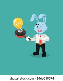 Business Rabbit Cooking Bulb Isolated Blue