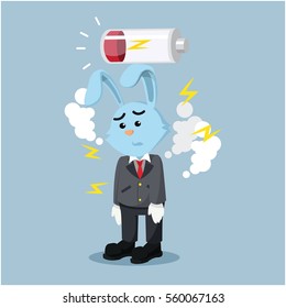 business rabbit exhausted with low battery