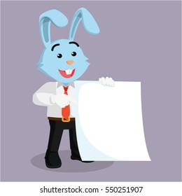 business rabbit holding blank paper