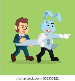 business rabbit holding wrench together with his friend