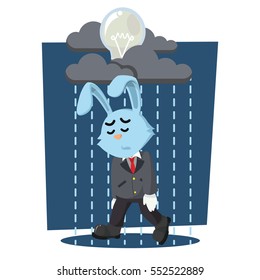 business rabbit with raining dead bulb