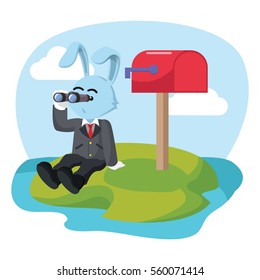 business rabbit waiting mail