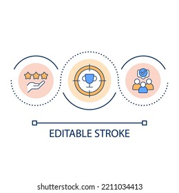 Business Ranking Loop Concept Icon. Customer Feedback. Efficient Work. Client Satisfaction Abstract Idea Thin Line Illustration. Isolated Outline Drawing. Editable Stroke. Arial Font Used